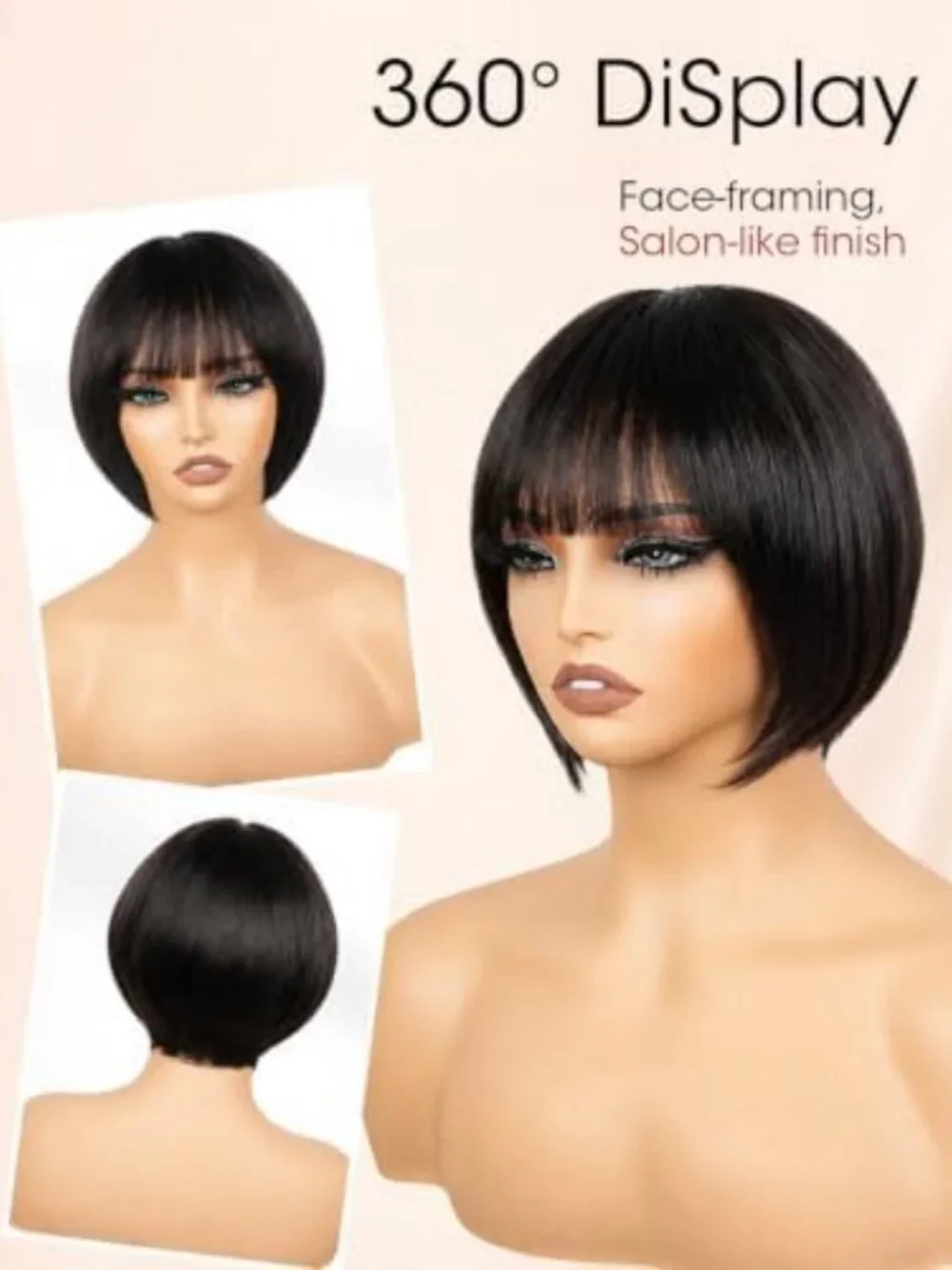 Stylish Short Pixie Cut Human Hair Wig with Bangs - Glueless Lace Closure